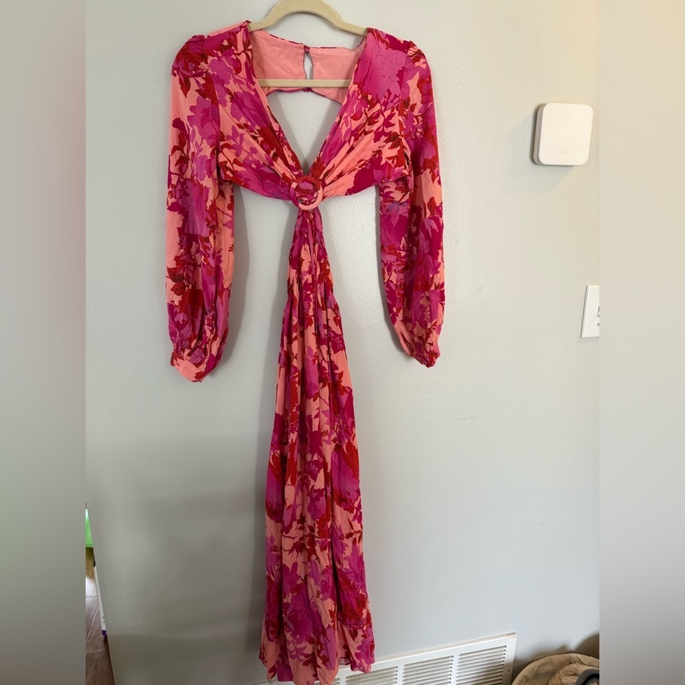All About May Floral Long Sleeve Cut Out Maxi Dress Size 2 - Picture 2 of 7
